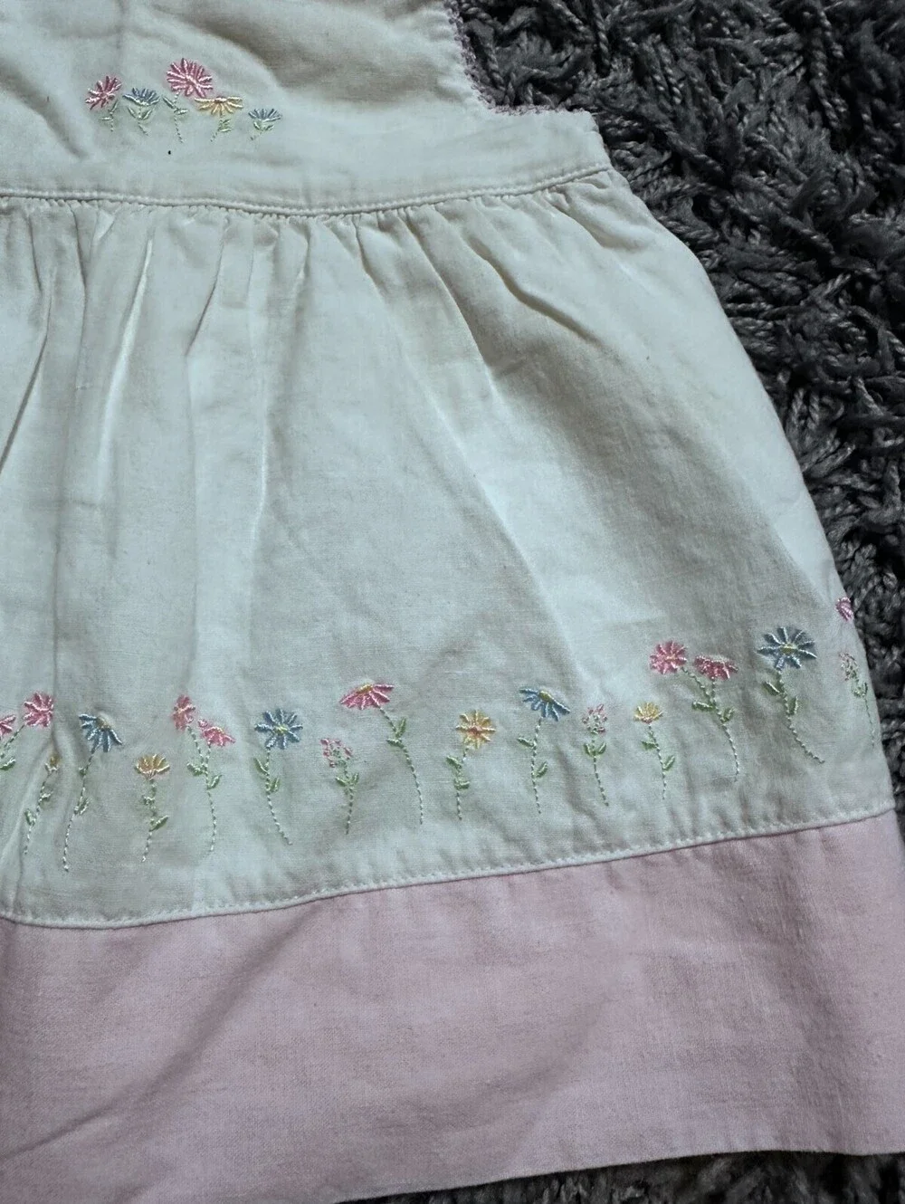 Vintage Carters Baby Girl Sleeveless Dress 100% Cotton White Pink Size 6M